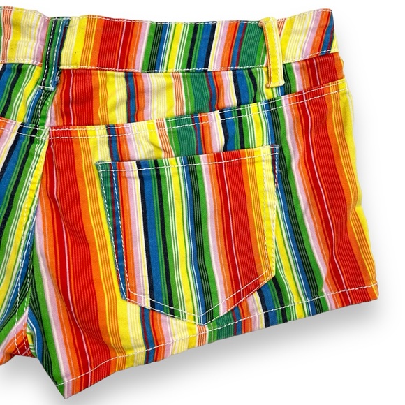 Something Trickie Bright Rainbow Stripe Mid Rise 2" Shorts Size 11 34X2 - Picture 5 of 7